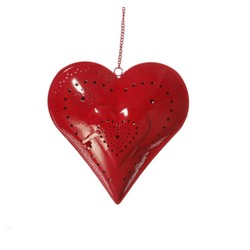 Large Hanging Heart Tealight Holder - RED