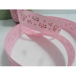 GROSGRAIN RIBBON WITH TINY FLOWERS 16MM PNK