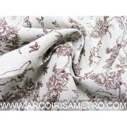 LINEN WITH BROWN TOILE PRINT