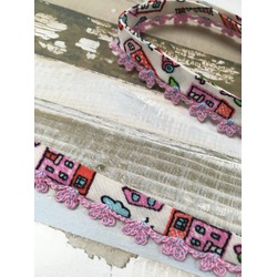Bias Tape with edging baby motifs  -- HOUSES AND TREES