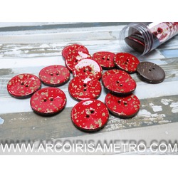 COCONUT BUTTONS - RED WITH GOLDEN FLAKES
