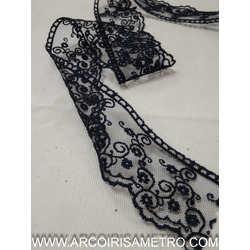 EMBROIDERED TULLE LACE - DARK BLUE 