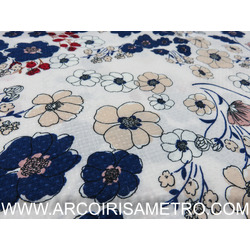 RAYON - BLUE AND RED FLORAL