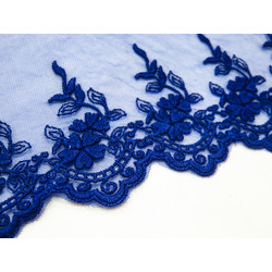 EMBROIDERED TULLE LACE - NAVY BLUE 6.5 CM