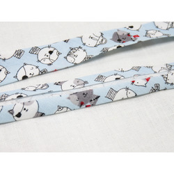 BIAS TAPE WITH PIRATE CATS ON BLUE