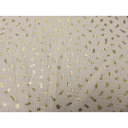 COTTON DIAPER FABRICS - beige with golden feathers