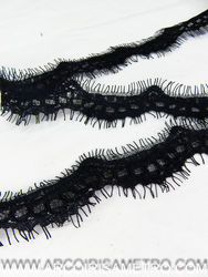 Edging lace with fringe - black