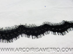 Edging lace with fringe - black