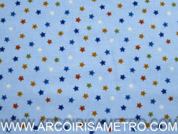PRINTED FLANNEL WITH STARS ON A BLUE BACKGROUND