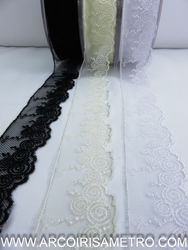 EMBROIDERED LACE EDGING - WHITE AND IVORY