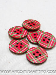Plaid wooden buttons - 20mm
