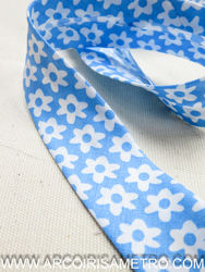 Bias tape - blue with flowers