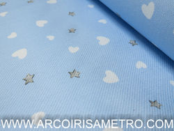 Cotton twill - hearts and stars - blue