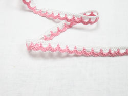 COTTON FEEL LACE EDGING  - white/ pink