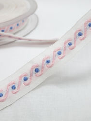 COTTON RIBBON WITH PINK AND BLUE BRAID