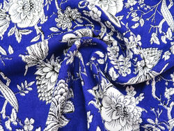 Flowers on blue - rayon