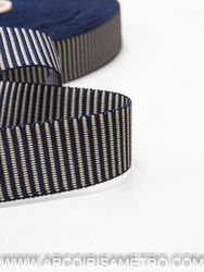 Grosgrain ribbon - stripes - blue/ beige