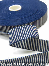 Grosgrain ribbon - stripes - blue/ beige