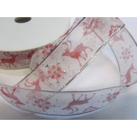 DMC ribbon red / white  deer with wire