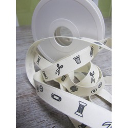 SEWING THEME DECORATIVE ECRU RIBBON