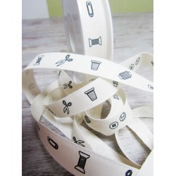 SEWING THEME DECORATIVE ECRU RIBBON