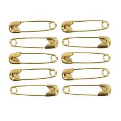 1 DOZEN GOLDEN 9MM SAFETY PINS