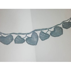 EMBROIDERED LACE EDGING - LT BLUE HEARTS 