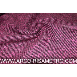 WOOL TWEED - SLANT PIN STRIPE - PINK N BLACK