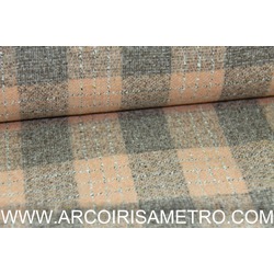 CHECK WOOL - SALMON AND TAN
