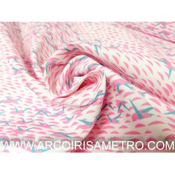 MICROFIBRA ESTAMPADA - GAIVOTAS - ROSA E AZUL