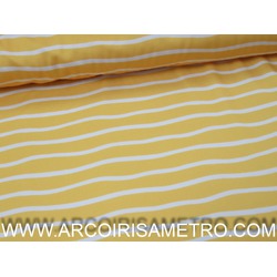 LYCRA ESTAMPADA - RISCAS ONDOLADAS AMARELO