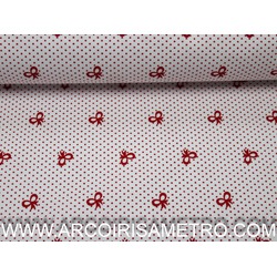 PIQUET - WHITE BACKGROUND WITH RED BOWS