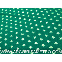 TECIDO DE NATAL - VERDE COM ESTRELINHAS DOURADAS