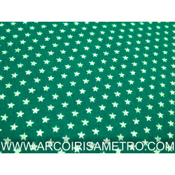 TECIDO DE NATAL - VERDE COM ESTRELINHAS DOURADAS