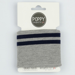 Cós /punhos de malha - Cinza e azul