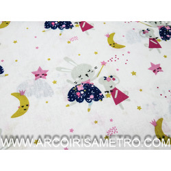 LITTLE MICE AND BUNNIES ON PINK