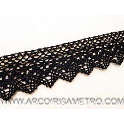 COTTON LACE WITH POINTY EDGES - BLACK