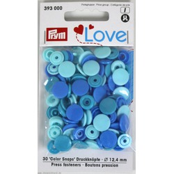PRYM LOVE - KAM PLASTIC SNAPS - TURQUOISE / BLUES / ROUND