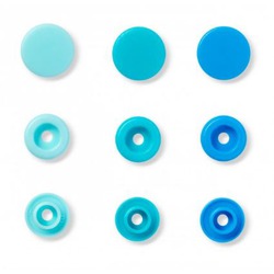 PRYM LOVE - KAM PLASTIC SNAPS - TURQUOISE / BLUES / ROUND