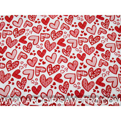 INDIGO FABRIC - RED HEARTS