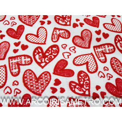 INDIGO FABRIC - RED HEARTS