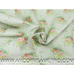 FLOWERS IN GREEN BACKGROUND  FABRIC