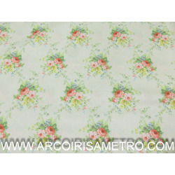 FLOWERS IN GREEN BACKGROUND  FABRIC