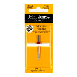 JOHN JAMES SEWING MACHINE NEEDLES - TWIN NEEDLE