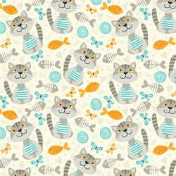 FABRICART - CATS AND FISH