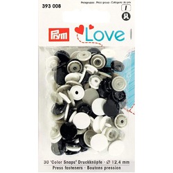 PRYM LOVE - KAM PLASTIC SNAPS - ROUND BLACK AND WHITE