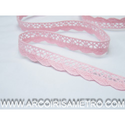 RENDA 100% ALGODAO - FINA - ROSA CLARO