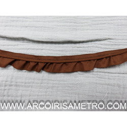 COTTON RUFFLE WITH PIPPING - BROWN