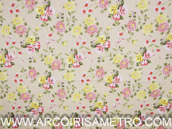 SATIN FABRIC WITH DIGITAL PRINT - BEIGE FLOWERS 