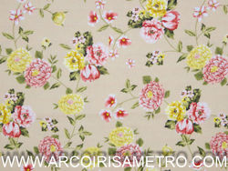 SATIN FABRIC WITH DIGITAL PRINT - BEIGE FLOWERS 